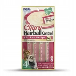 INABA CHURU HAIRBALL Kurczak 4x14g (56g)- Niska zawartość tłuszczu!