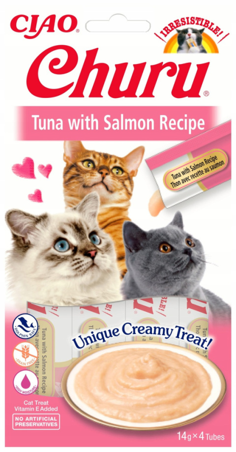 🐟 Inaba Cat Churu Tuna With Salmon 4x14g – Luksusowy Przysmak dla Twojego Kota! 🐱🍣