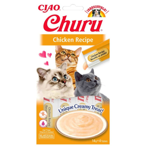 Inaba Cat Churu Przysmak z Kurczaka 4x14g (56g) – Rozkoszna Przekąska dla Twojego Kota!