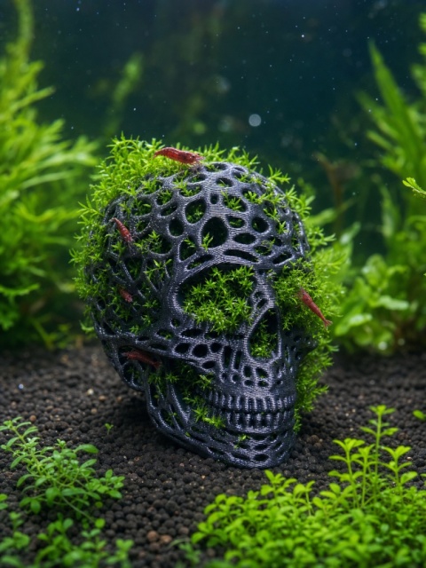 Growise Kryjówka dla krewetek w kształcie czaszki 10x7x8cm